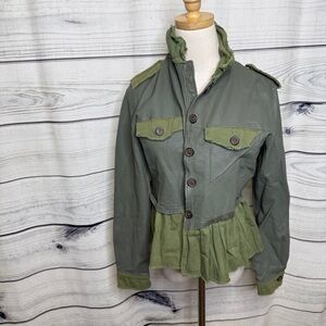 Women's Green Utility Jacket with Button Details